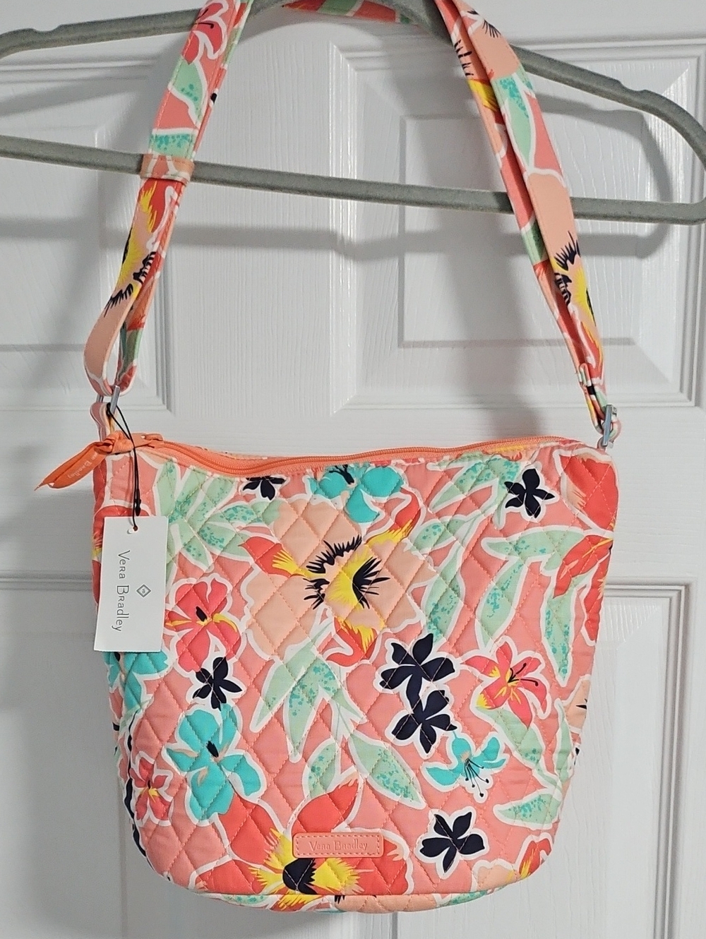 Vera Bradley Quilted Floral Shoulder Bag - Coral, Turquoise & Yellow